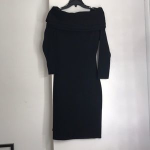 Brandon Maxwell Knit Off Shoulder Layered Dress